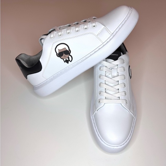 KARL LAGERFELD PARIS Men’s White Graphic Low Top Sneakers Size- 9:5 (New ) - Picture 3 of 10